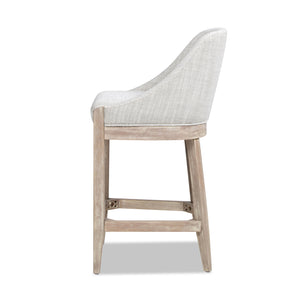 English Elm Jennifer Taylor Home - Newport 26.5" Counter Stool with Curved Back, Two-Tone Gray Upholstery, Coastal Modern Comfort & Rustic Poplar Finish B2719P238399