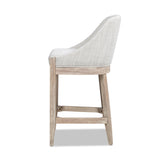 English Elm Newport 26.5" Coastal Curved Back Upholstered Counter Stool, Two-Tone Neutral Gray Polyester Wool Blend