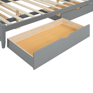 English Elm Queen Size Platform Bed With Trundle & 2 Large Drawers - Elegant Gray Storage Solution For Bedrooms N820S00025E-GIGA