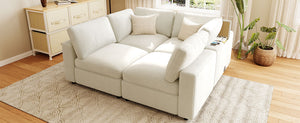 English Elm U-style Modular Sectional Sofa Chenille Upholstered with Bluetooth Speaker and Usb Charging WY000465AAA