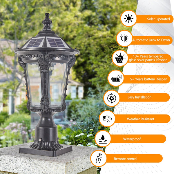 English Elm Retro Solar Lights Dimmable LED Outdoor Garden Lamp, Solar-Powered Auto On/Off, Weatherproof Charm W2312P368731