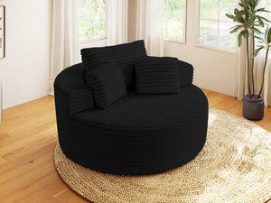 English Elm Round Modular Chenille Chaise Lounge Deep Seat Circular Sofa for Bedroom Living Room Black W5527P461610