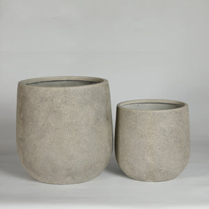 English Elm Round Concrete Style Planter Duo Handcrafted Magnesium Oxide Pots for Patio Garden W347P449373