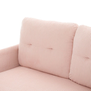 English Elm United We Win Corduroy Loveseat Plush Ergonomic Sofa with Spring Support Metal Legs Pink W1568P410044