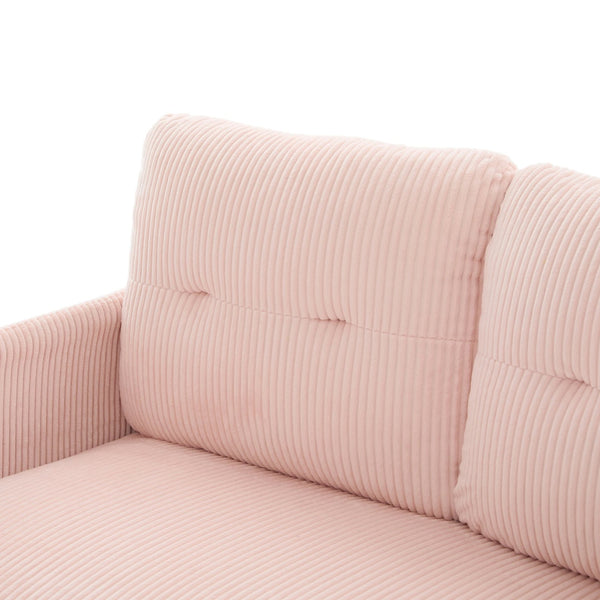 English Elm United We Win Corduroy Loveseat Plush Ergonomic Sofa with Spring Support Metal Legs Pink W1568P410044