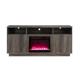 English Elm Ambrogio 70 Inch Electric Fireplace Tv Stand with Led Shelves and Cabinet Storage Gray B2749P413271