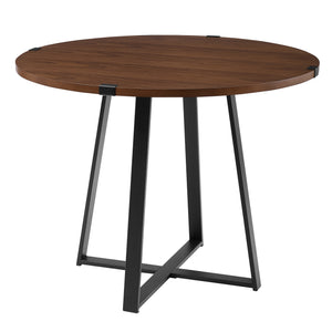 40" Round Metal Wrap Dining Table Dark Walnut, Black TW40RDWRADW Walker Edison