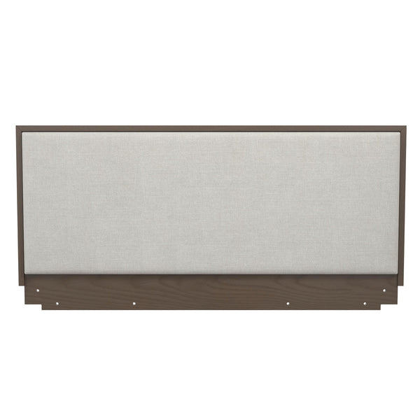 English Elm Upholstered Canvas and Oak Veneer Headboard for Modern Minimalist Bedroom Decor Walnut B2733P436846