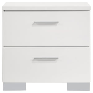 English Elm Dulcey White High Gloss 4-Piece Queen Bedroom Set With Led Lighting & Faux Leather Accents B062S01333