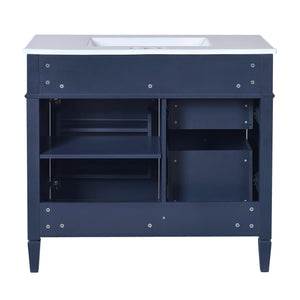 English Elm 36'' Modern Bathroom Vanity With Ceramic Top, 2 Drawers & Tip-Out Storage For Stylish Organization N710P230246C