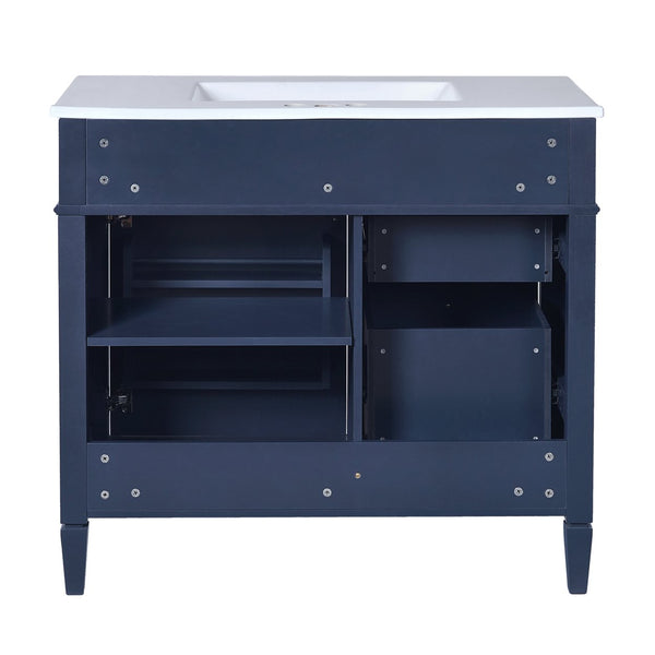 English Elm 36'' Modern Bathroom Vanity With Ceramic Top, 2 Drawers & Tip-Out Storage For Stylish Organization N710P230246C