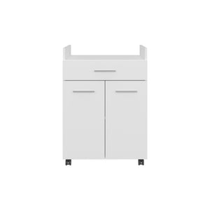 English Elm Derry White Coffee Cart with Drawer & Wheels — Engineered Wood Storage Cart for Kitchen & Living Room B092P309172