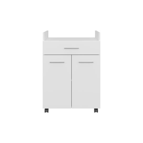 English Elm Derry White Coffee Cart with Drawer & Wheels — Engineered Wood Storage Cart for Kitchen & Living Room B092P309172