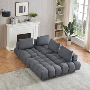 English Elm 120 Plush Teddy Sofa 120" Long Spacious 4-Seater with Solid Wood Frame, Spring Cushion Comfort Gray W1658S00071