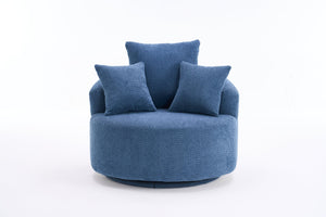 English Elm 360° Swivel Chair upholstered barrel accent chair with plush high-resilience foam and pillows for comfort Antique Blue,Blue W2231P264478