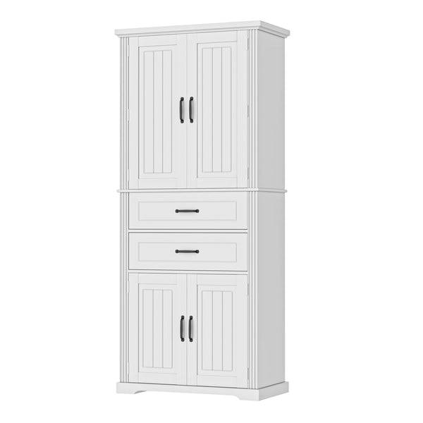 English Elm Christopher Knight Home® - Storage Cabinet 72.5" Tall Multi-Shelf Organizer with 2 Deep Drawers, Adjustable Shelf & Anti-Tip Safety White N759P293426K