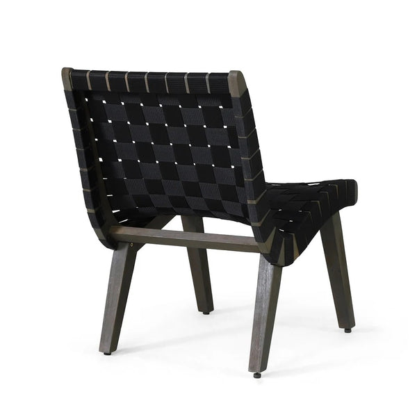 English Elm Outdoor Acacia Hardwood 3 Piece Patio Set with Woven Rope Strap Lounge Chairs 70913.00BLK2-62266.00GRY