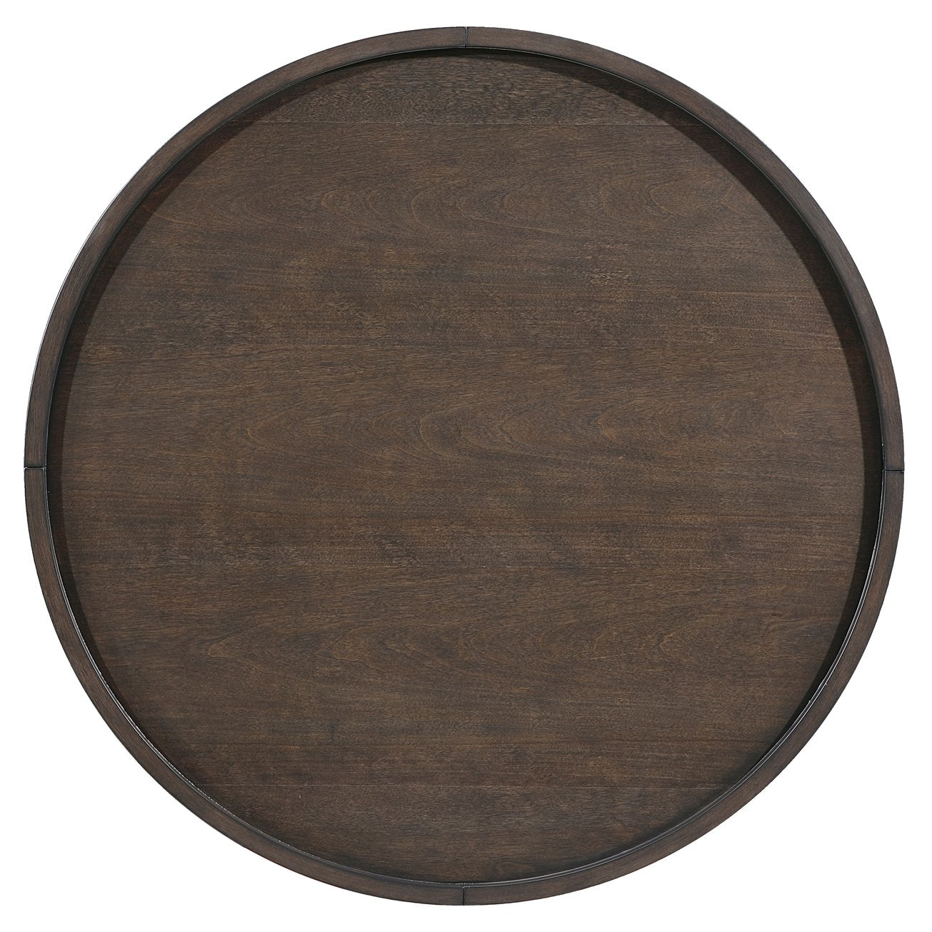 Dark Round End Table with Gold-Tipped Solid Wood Legs, 24