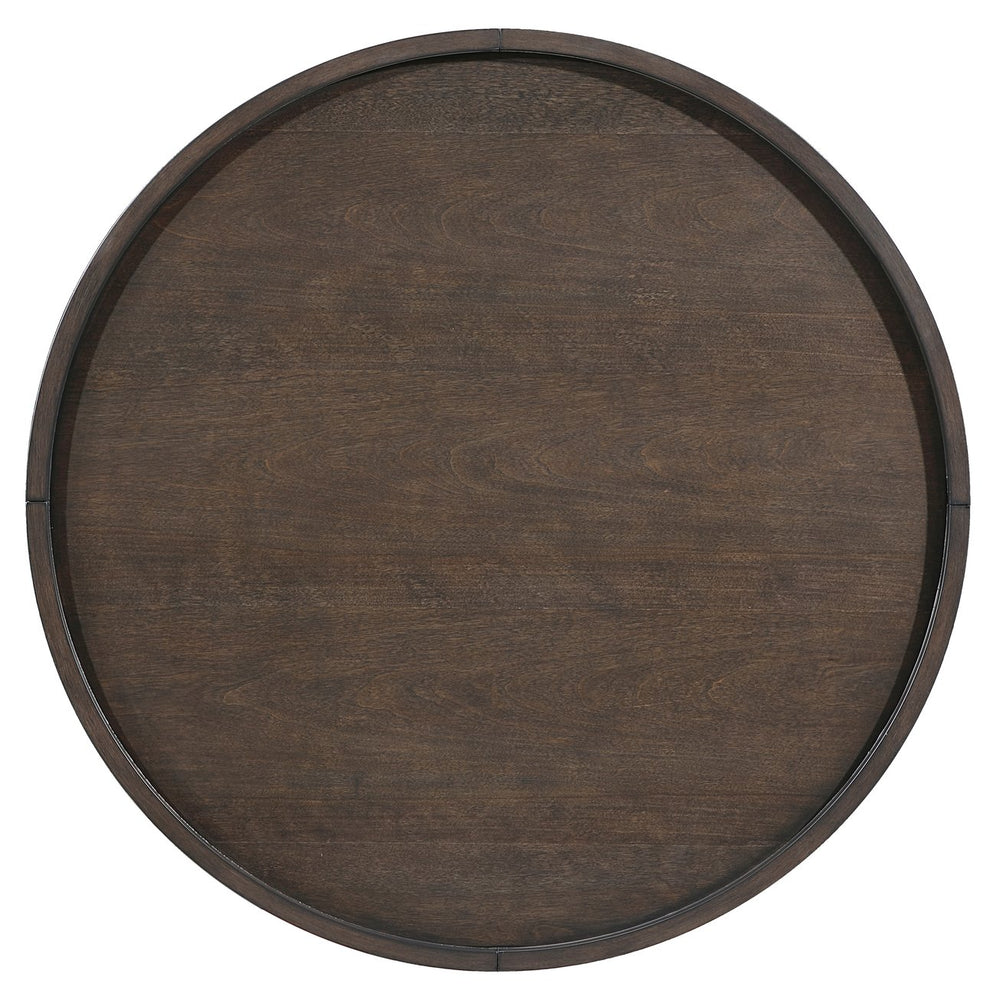 English Elm Dark Round End Table with Gold-Tipped Solid Wood Legs, 24" Dia x 24"H Luxury Living Accent Piece Dark Brown 38 L x 37 W x 7 H B011P351974
