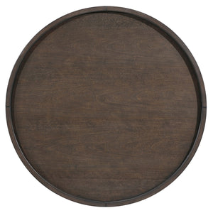 English Elm Dark Round End Table with Gold-Tipped Solid Wood Legs, 24" Dia x 24"H Luxury Living Accent Piece Dark Brown 38 L x 37 W x 7 H B011P351974