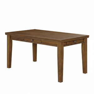English Elm Transitional Walnut Dining Table Seats Six with Four Full Extension Storage Drawers B2741P473073