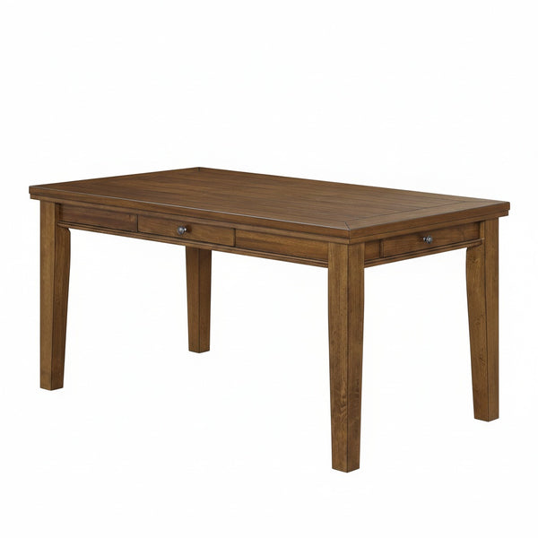 English Elm Transitional Walnut Dining Table Seats Six with Four Full Extension Storage Drawers B2741P473073