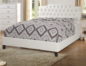 English Elm Gorgeous Arched Tufted Faux Leather Queen Bedframe with Diamond Headboard Trim and Modern Elegance Beige,Off White 59 L x 45 W x 6 H B011S02010