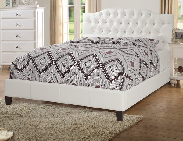 English Elm Gorgeous Arched Tufted Faux Leather Queen Bedframe with Diamond Headboard Trim and Modern Elegance Beige,Off White 59 L x 45 W x 6 H B011S02010