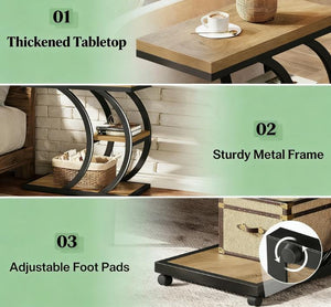 English Elm Modern 2 Tier Distressed End Table Open Shelf Mdf Top for Living Room or Entryway T3971P461497