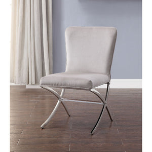 English Elm Set Of 2 Armless Side Chairs In Grey Velvet With Chrome Base - Stylish, Comfortable, Modern Design B016P314615-GIGA