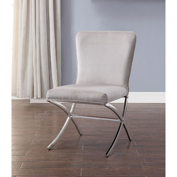 English Elm Set Of 2 Armless Side Chairs In Grey Velvet With Chrome Base - Stylish, Comfortable, Modern Design B016P314615-GIGA