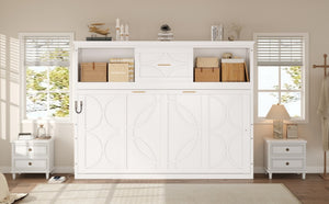 English Elm Twin Size Murphy Bed With Charging Station & Storage Drawer – Stylish, Space-Saving Solution! N7090004019K-GIGA