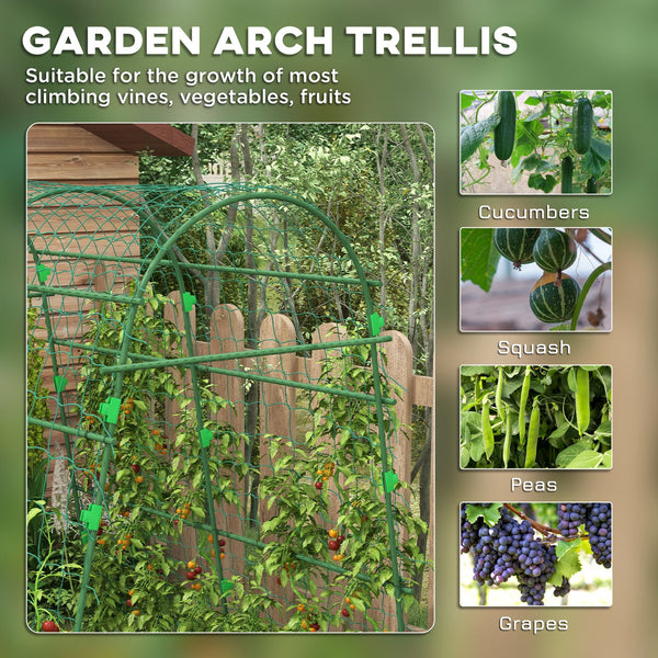 English Elm Outsunny A-frame Garden Arch Trellis Coated Steel Net Supports Climbing Vegetables W2225P174480