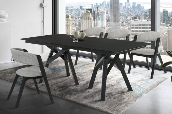 English Elm Rowan Gray Polyester Upholstered Dining Chair Set with Sleek Black Frame B2736P464867