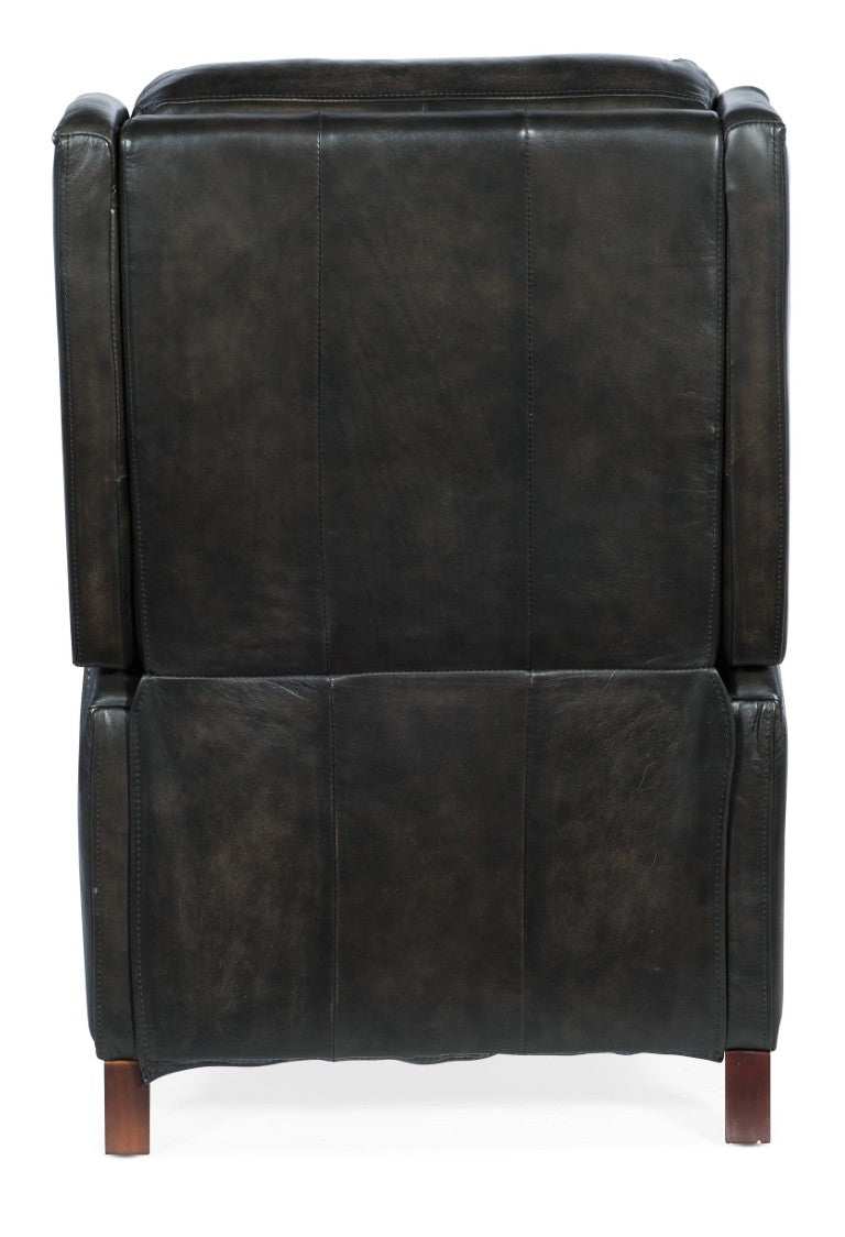 Hooker Furniture Declan Hand-Wiped Leather Push-Back Recliner With Wingback Silhouette, Nailhead Trim, Dark Legs Brown RC251-PB-089