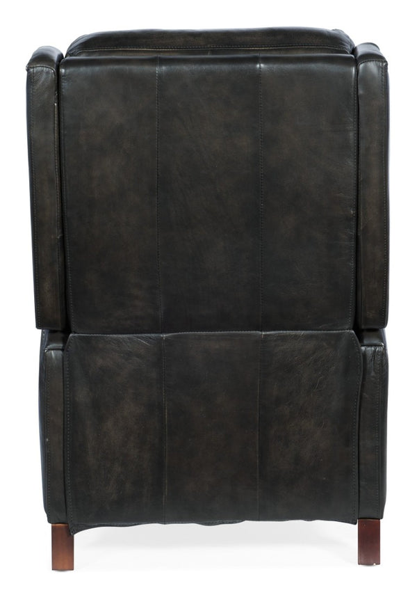 Hooker Furniture Declan Hand-Wiped Leather Push-Back Recliner With Wingback Silhouette, Nailhead Trim, Dark Legs Brown RC251-PB-089
