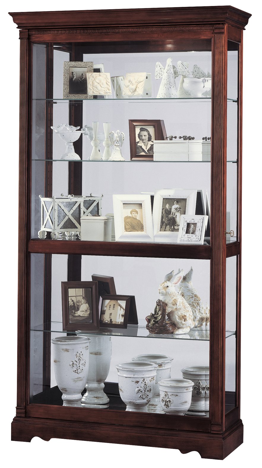 Hekman Furniture 680337 Dublin Curio Cabinet - Elegant Lighted Display With Adjustable Shelves & Windsor Cherry Finish Windsor Cherry Dublin Curio Cabinet 680337