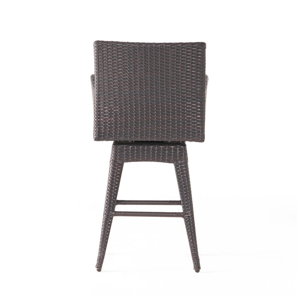 English Elm Modern Outdoor Pe Wicker Swivel Barstool with Cushioned Seat and Iron Frame 54128.00