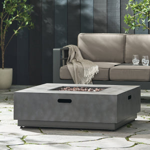 English Elm Square Iron Propane Fire Pit 50000 Btu Powder Coated Outdoor Patio Gathering 62838.00CONRT-50K