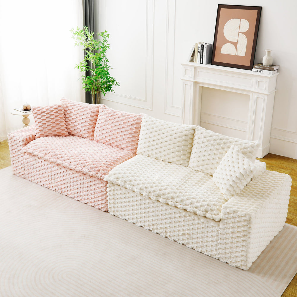 English Elm Luxury Color-Block Turtle Velvet Sofa - Modular Comfort For Stylish Living Rooms & Cozy Gatherings W3371S00047