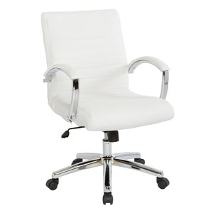 OSP Home Furnishings Executive Low Back Faux Leather Office Chair with Chrome Base for Professional Workspaces White FL92011C-U11