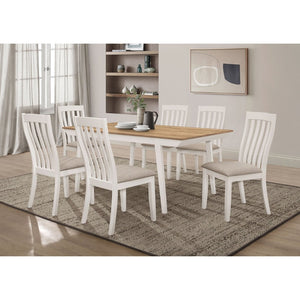 English Elm Prospect 7-Piece Dining Set - Natural Acacia Table With Off-White Frame & Cushioned Chairs For Comfort B062S01262-GIGA