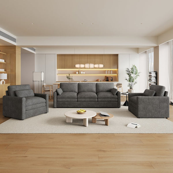 English Elm Cozy Oversized Upholstered Sofa Set - Plush Comfort With Double Cushion Support For Modern Living Rooms N719S001921E