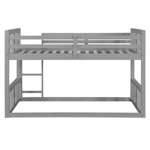 English Elm Twin Over Bunk Bed Solid Pine Frame Gray Finish with Guardrail for Kids N708P429640E