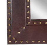 Christopher Knight Home® - Noble House - Chamlee Handcrafted Boho Studded Leather Square Wall Mirror, Dark Brown