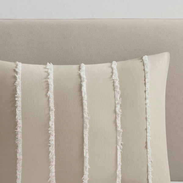 English Elm 3 Striped Cotton Comforter Set Full/Queen with Clip Jacquard Trim, Hypoallergenic OEKO-TEX Certified Bedding taupe 22.83 L x 22.05 W x 9.84 H B035P268143