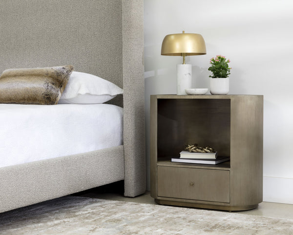 Sunpan Siena Nightstand - Handcrafted Iron Frame with Unique Finish and Ample Storage for Elegant Bedrooms Oval - 30W x 18D x 28H