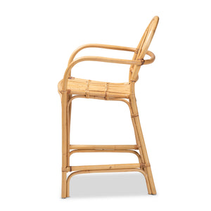 English Elm Modern Boho Rattan Rod Dining Chair Set of Two with Crisscross Base for Casual Spaces B2750P420359