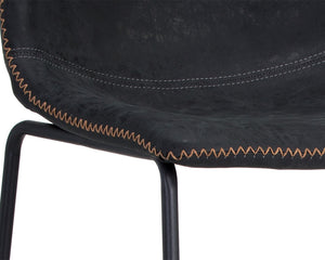 Sunpan Cal Barstool Set of 2 - Stylish Mid-Century Design with Brushed Steel Frame & Faux Leather Comfort Antique Black