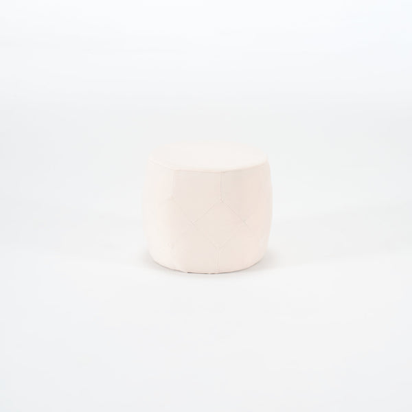 English Elm Ball Cast Round Nesting Ottoman Set Linen Upholstered Hidden Storage with Wooden Tray Beige W3163P379358